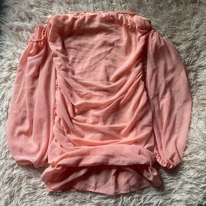 Pink off the shoulder sleeve dress